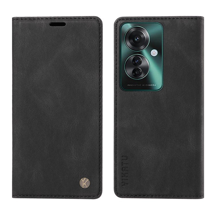 YIKATU YK-004 For Oppo Reno11 F 5G / F25 Pro 5G Leather Case Skin-touch Wallet Phone Cover - Black