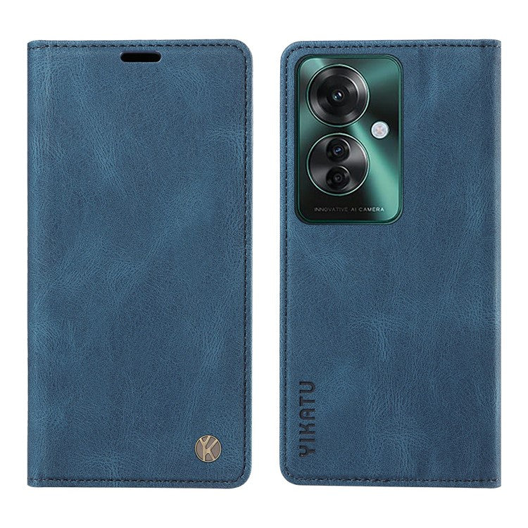 YIKATU YK-004 For Oppo Reno11 F 5G / F25 Pro 5G Leather Case Skin-touch Wallet Phone Cover - Blue