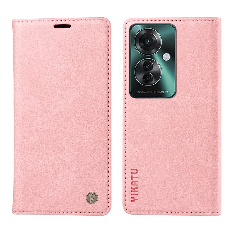 YIKATU YK-004 For Oppo Reno11 F 5G / F25 Pro 5G Leather Case Skin-touch Wallet Phone Cover - Pink