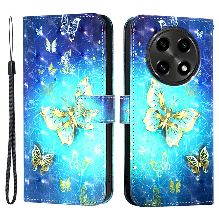 YB Pattern Printing Leather Series-2 For Oppo A2 Pro 5G / A3 Pro (China) 5G Case Flip Wallet Phone Cover - Golden Butterflies