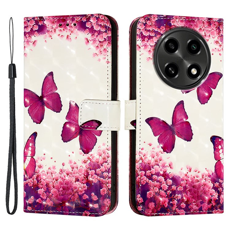 YB Pattern Printing Leather Series-2 For Oppo A2 Pro 5G / A3 Pro (China) 5G Case Flip Wallet Phone Cover - Rose Butterflies