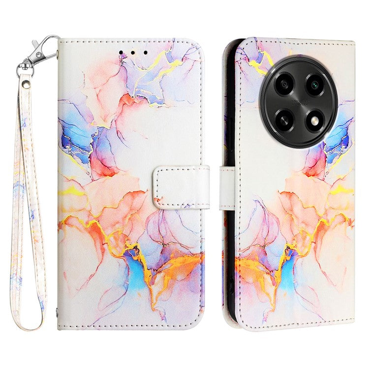 YB Pattern Printing Leather Series-5 For Oppo A2 Pro 5G / A3 Pro (China) 5G Case Card Holder Magnetic Clasp Phone Cover - Milky Way Marble White LS004