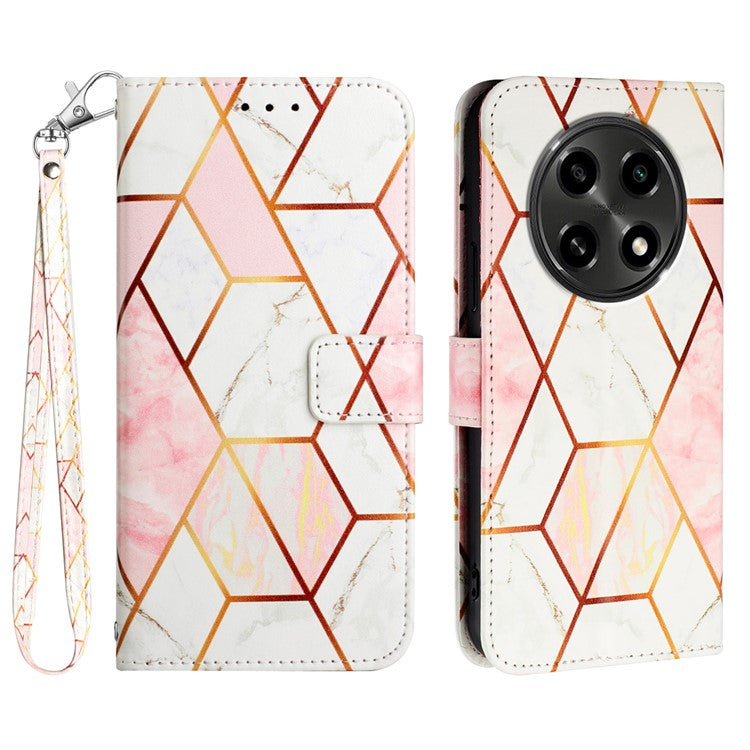 YB Pattern Printing Leather Series-5 For Oppo A2 Pro 5G / A3 Pro (China) 5G Case Card Holder Magnetic Clasp Phone Cover - Pink+White LS002