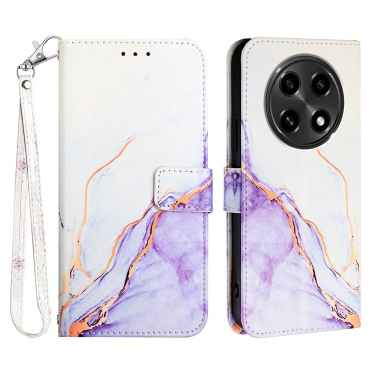 YB Pattern Printing Leather Series-5 For Oppo A2 Pro 5G / A3 Pro (China) 5G Case Card Holder Magnetic Clasp Phone Cover -  White+Purple LS006