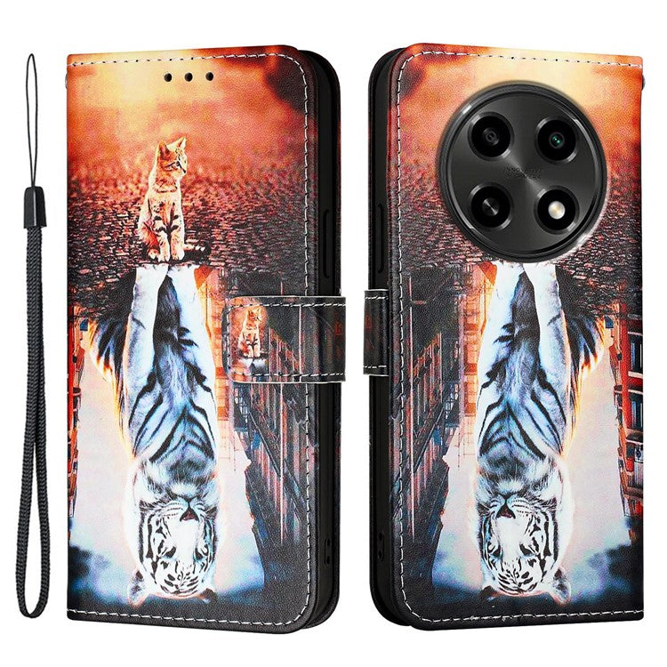 YB Pattern Printing Leather Series-4 for Oppo A2 Pro 5G / A3 Pro (China) 5G Leather Phone Case Wallet Flip Cover - Cat and Tiger