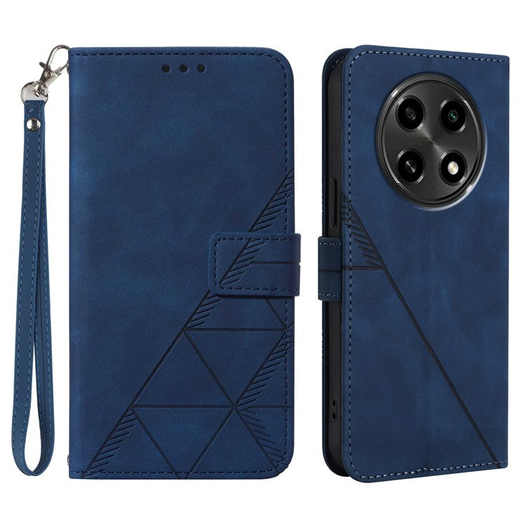 YB Imprinting Series-1 For Oppo A2 Pro 5G / A3 Pro (China) 5G Case PU Leather Wrist Strap Magnetic Closure Phone Cover - Sapphire