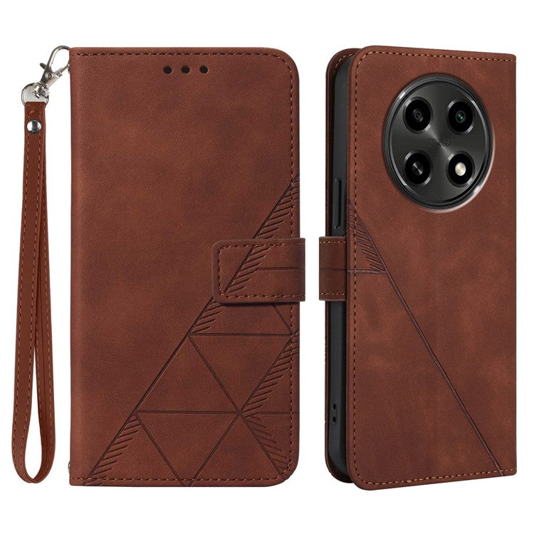 YB Imprinting Series-1 For Oppo A2 Pro 5G / A3 Pro (China) 5G Case PU Leather Wrist Strap Magnetic Closure Phone Cover - Brown