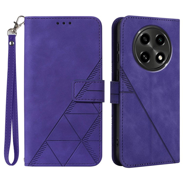 YB Imprinting Series-1 For Oppo A2 Pro 5G / A3 Pro (China) 5G Case PU Leather Wrist Strap Magnetic Closure Phone Cover - Purple