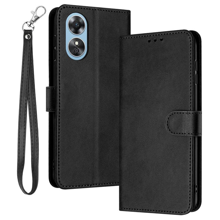 Wholesale Phone Cases for Oppo A17 4G / A17k 4G PU Leather+TPU Cover Wallet Cell Phone Stand Shell - Black