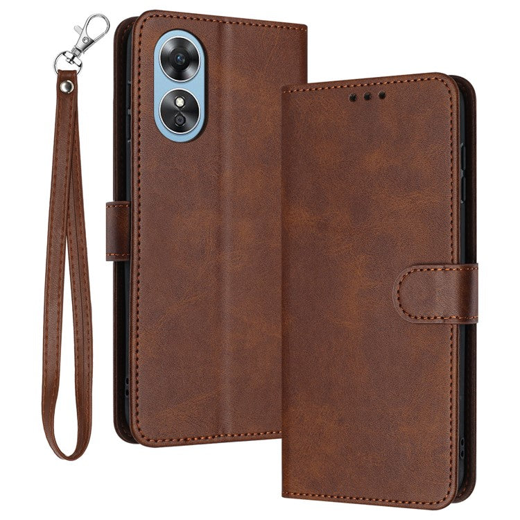 Wholesale Phone Cases for Oppo A17 4G / A17k 4G PU Leather+TPU Cover Wallet Cell Phone Stand Shell - Brown