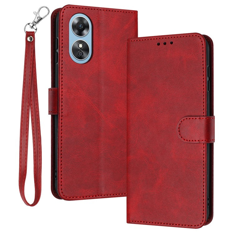 Wholesale Phone Cases for Oppo A17 4G / A17k 4G PU Leather+TPU Cover Wallet Cell Phone Stand Shell - Red