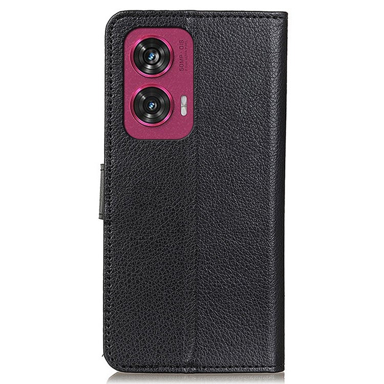 For Motorola Edge 50 Fusion 5G Case Litchi Texture Wallet Leather Phone Cover Wholesale - Black