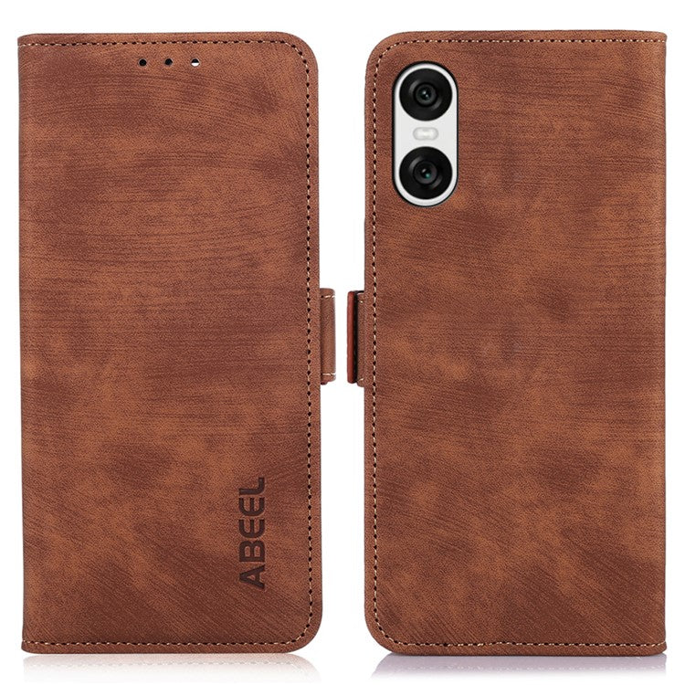 ABEEL For 	Sony Xperia 10 VI Case Retro Magnetic Flip Shock Absorbing Phone Leather Cover - Brown