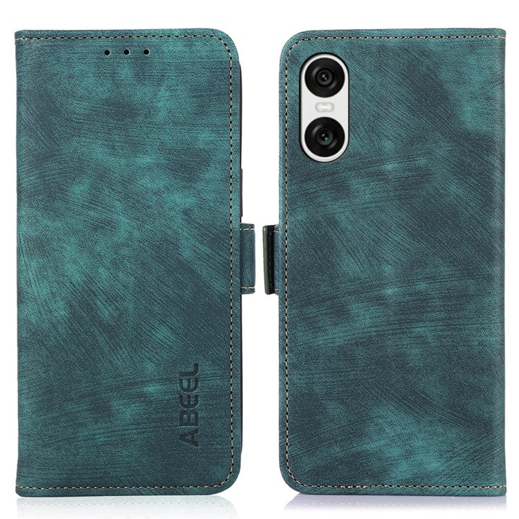 ABEEL For 	Sony Xperia 10 VI Case Retro Magnetic Flip Shock Absorbing Phone Leather Cover - Green