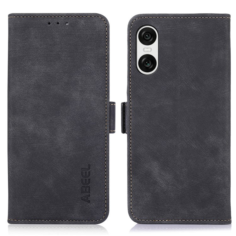 ABEEL For 	Sony Xperia 10 VI Case Retro Magnetic Flip Shock Absorbing Phone Leather Cover - Black