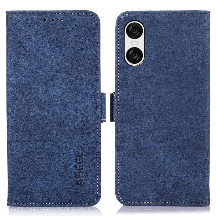 ABEEL For 	Sony Xperia 10 VI Case Retro Magnetic Flip Shock Absorbing Phone Leather Cover - Blue