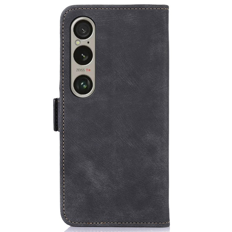 ABEEL For Sony Xperia 1 VI Case Retro Phone Leather Cover with Wallet Stand - Black