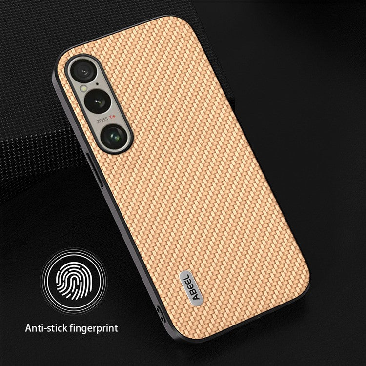 ABEEL For Sony Xperia 1 VI Carbon Fiber Texture Case Leather Coated PC+TPU Phone Cover - Light Yellow