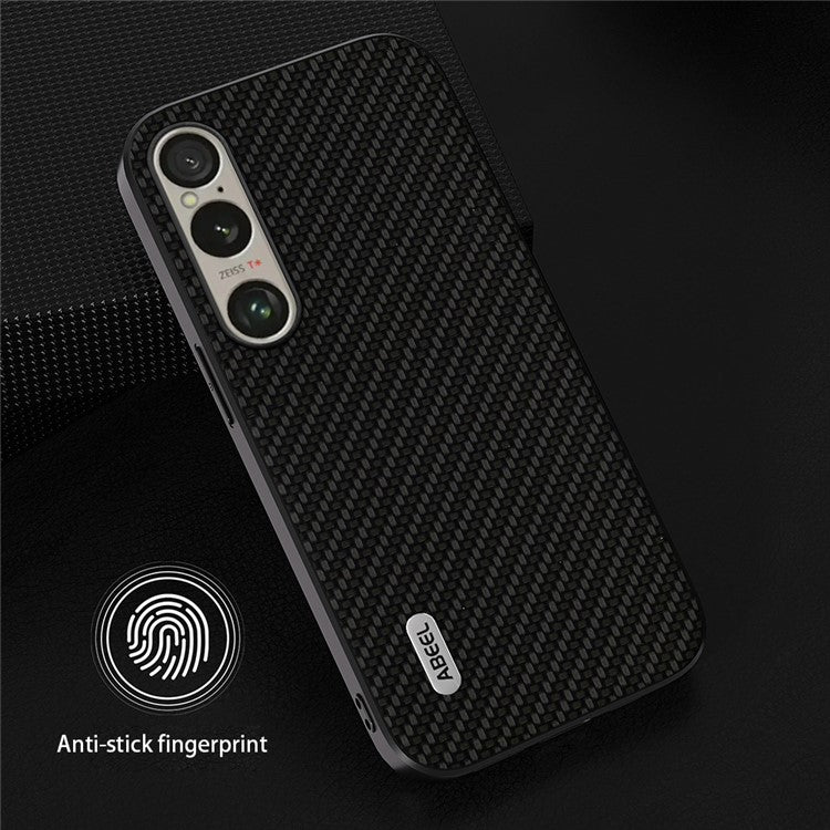 ABEEL For Sony Xperia 1 VI Carbon Fiber Texture Case Leather Coated PC+TPU Phone Cover - Black