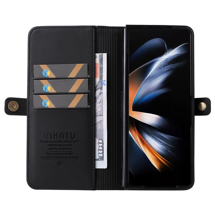 YIKATU YK- 001 for Samsung Galaxy Z Fold6 5G Case PU Leather Strong Magnetic Flip Hone Cover - Black