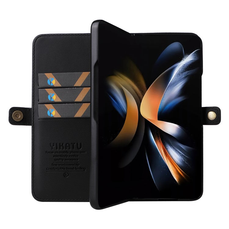 YIKATU YK- 001 for Samsung Galaxy Z Fold6 5G Case PU Leather Strong Magnetic Flip Hone Cover - Black