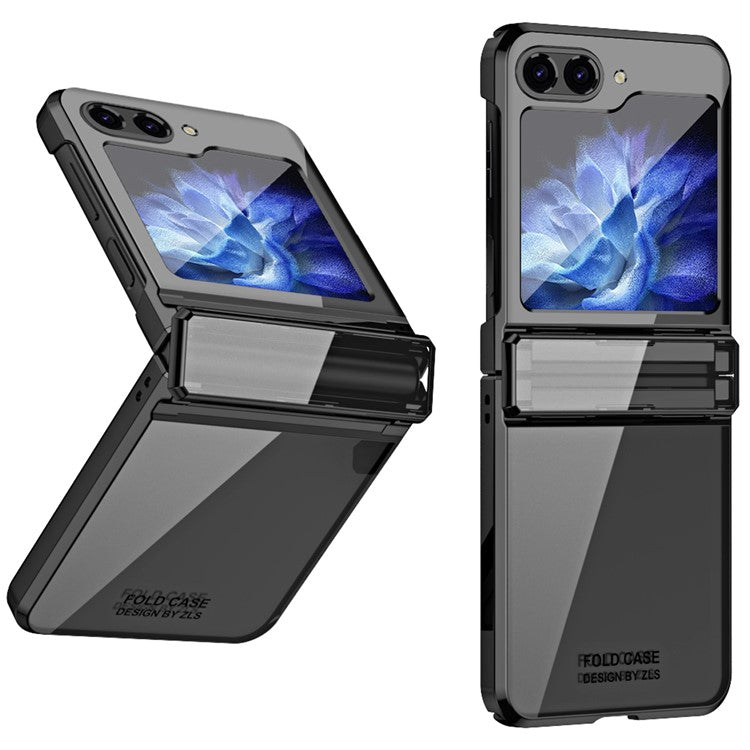 For Samsung Galaxy Z Flip6 5G Case Electroplating Hard PC Folding Phone Cover - Black