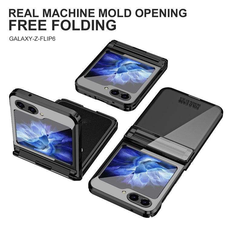 For Samsung Galaxy Z Flip6 5G Case Electroplating Hard PC Folding Phone Cover - Black