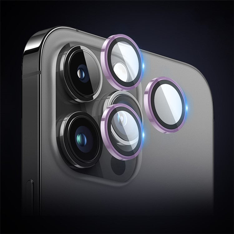 X-LEVEL AR-Spotlight Series For iPhone 14 Pro / 14 Pro Max Camera Lens Film Tempered Glass Lens Protector - Purple