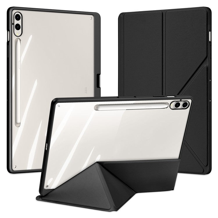 DUX DUCIS Magi Series for Samsung Galaxy Tab S9+ / S9 FE+ Leather Case Origami Stand Auto Wake / Sleep Cover - Black