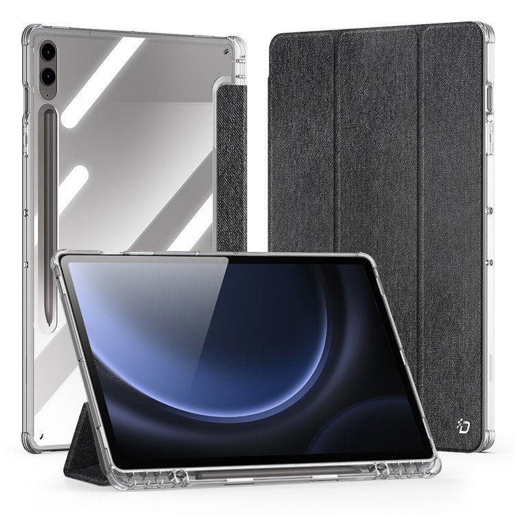 DUX DUCIS Unid Series For Samsung Galaxy Tab S9 FE+ / S9+ Case Auto Wake / Sleep TPU+PC+Leather Clear Tablet Cover - Black