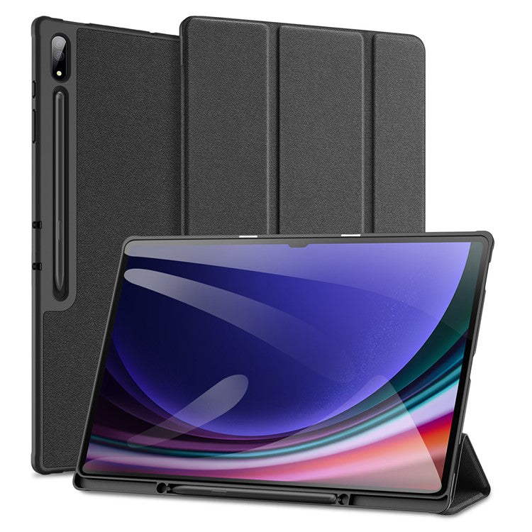 DUX DUCIS Domo Series for Samsung Galaxy Tab S10 Ultra / S9 Ultra / S8 Ultra Case Tri-Fold Stand Leather Cover Auto Wake / Sleep - Black