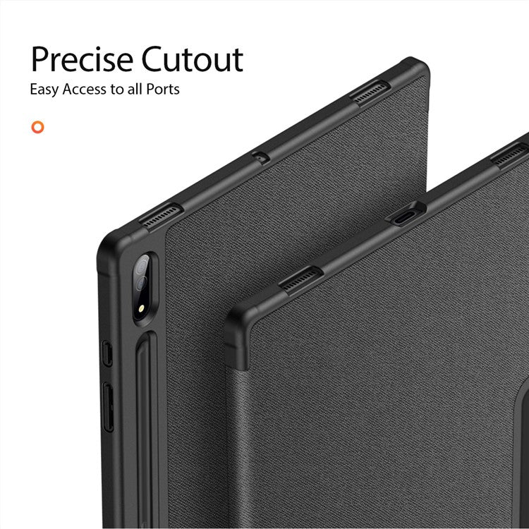 DUX DUCIS Domo Series for Samsung Galaxy Tab S10 Ultra / S9 Ultra / S8 Ultra Case Tri-Fold Stand Leather Cover Auto Wake / Sleep - Black