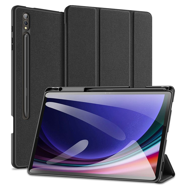 DUX DUCIS Domo Series for Samsung Galaxy Tab S10+ / S9+ / S9 FE+ Case Tri-Fold Stand Leather Cover Auto Wake / Sleep - Black