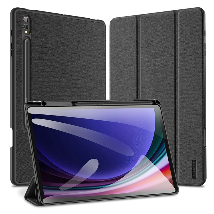 DUX DUCIS Domo Series for Samsung Galaxy Tab S10+ / S9+ / S9 FE+ Case Tri-Fold Stand Leather Cover Auto Wake / Sleep - Black