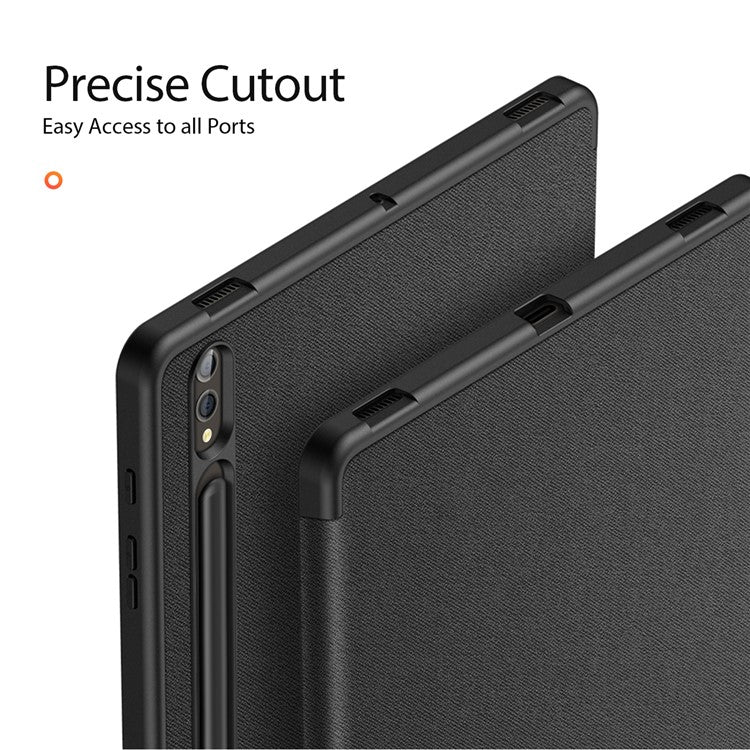 DUX DUCIS Domo Series for Samsung Galaxy Tab S10+ / S9+ / S9 FE+ Case Tri-Fold Stand Leather Cover Auto Wake / Sleep - Black