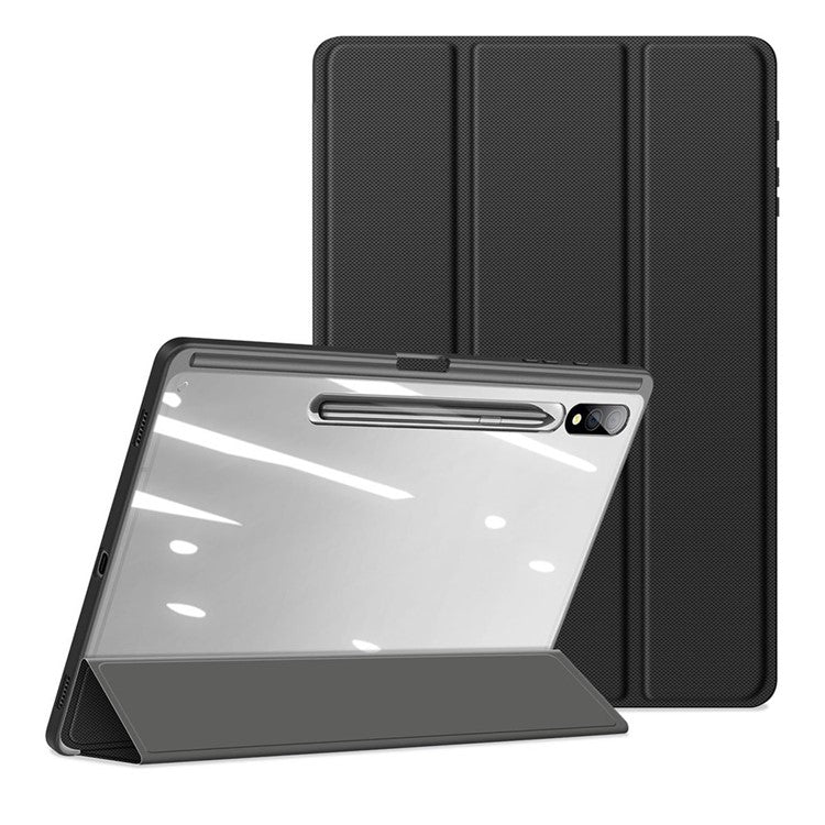 DUX DUCIS TOBY Series For Samsung Galaxy Tab S10+ / S9+ / S9 FE+ Case PU Leather Tri-Fold Stand Tablet Cover - Black