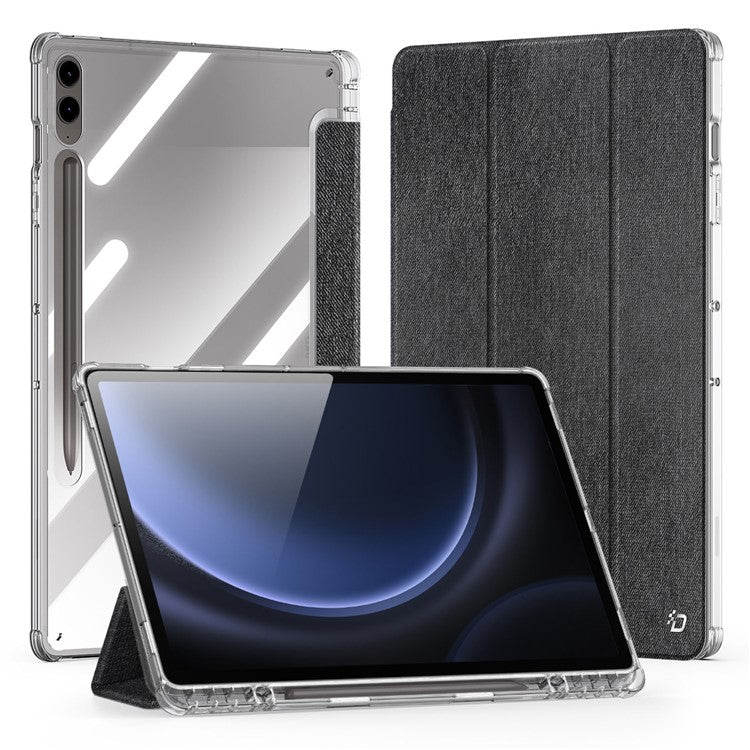 DUX DUCIS Unid Series For Samsung Galaxy Tab S10+ / S9+ / S9 FE+ Case Auto Wake / Sleep TPU+PC+Leather Clear Tablet Cover - Black