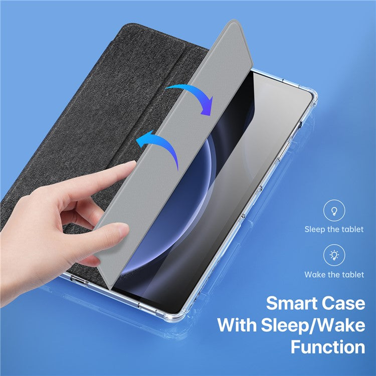 DUX DUCIS Unid Series For Samsung Galaxy Tab S10+ / S9+ / S9 FE+ Case Auto Wake / Sleep TPU+PC+Leather Clear Tablet Cover - Black