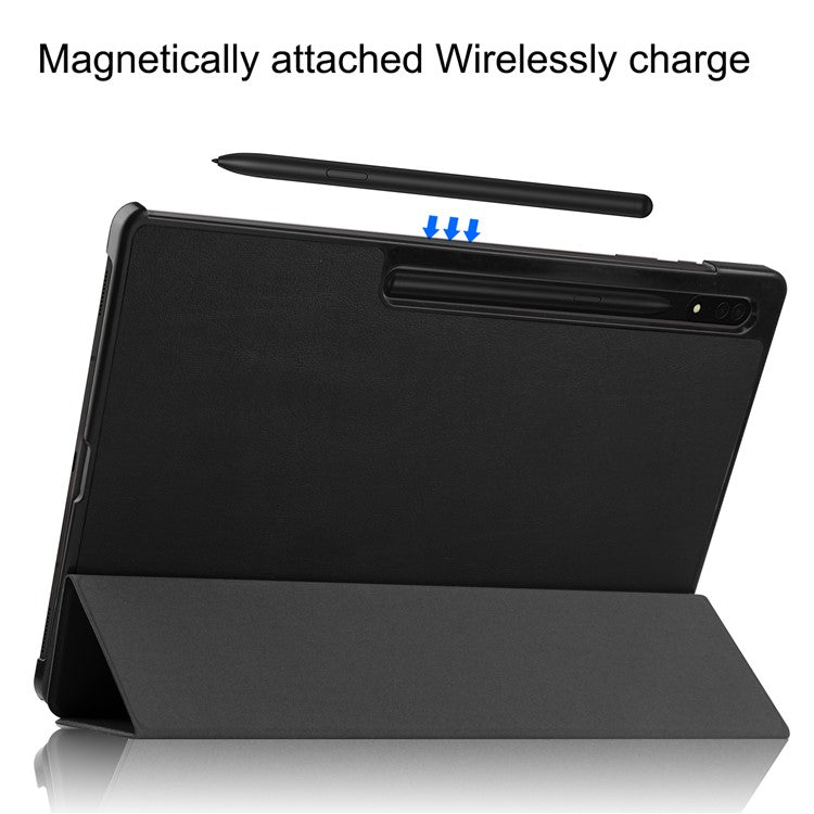 Leather Case for Samsung Galaxy Tab S10 Ultra / Tab S9 Ultra / Tab S8 Ultra Anti-Drop Stand Tablet Cover - Black