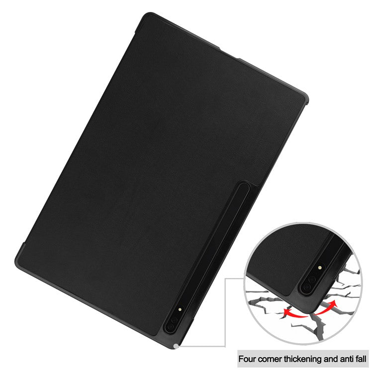 Leather Case for Samsung Galaxy Tab S10 Ultra / Tab S9 Ultra / Tab S8 Ultra Anti-Drop Stand Tablet Cover - Black