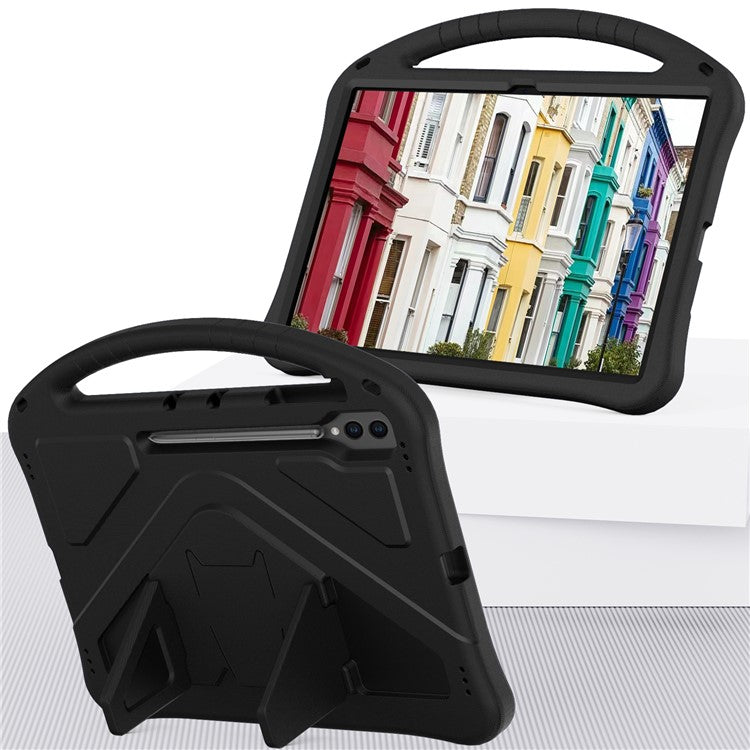 For Samsung Galaxy Tab S10 Ultra Case EVA Tablet Cover with Handle Kickstand Children Friendly - Black