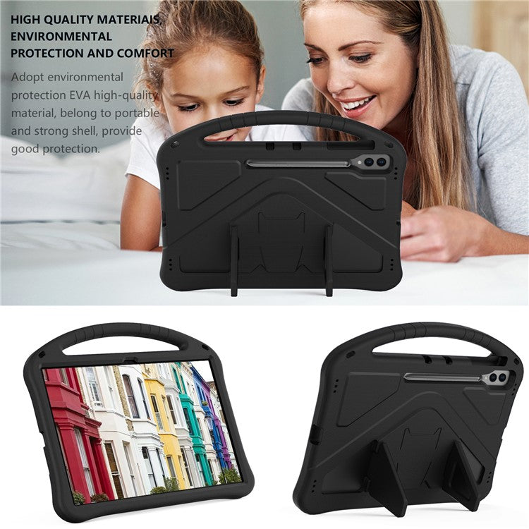 For Samsung Galaxy Tab S10 Ultra Case EVA Tablet Cover with Handle Kickstand Children Friendly - Black