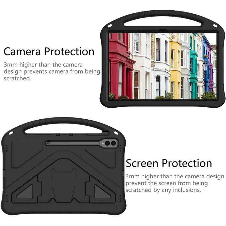 For Samsung Galaxy Tab S10 Ultra Case EVA Tablet Cover with Handle Kickstand Children Friendly - Black