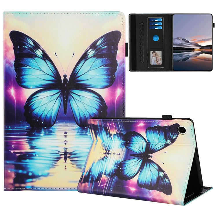 Tablet Case For Huawei Enjoy Tablet 2 / MatePad T 10 / T 10S / Honor Pad 6 Pattern Leather Cover with Card Holder - Butterfly Reflection