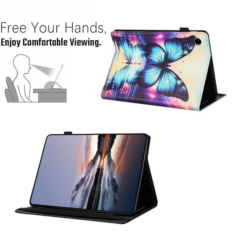 Tablet Case For Huawei Enjoy Tablet 2 / MatePad T 10 / T 10S / Honor Pad 6 Pattern Leather Cover with Card Holder - Butterfly Reflection