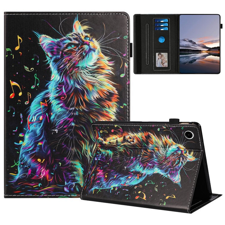 Tablet Case For Huawei Enjoy Tablet 2 / MatePad T 10 / T 10S / Honor Pad 6 Pattern Leather Cover with Card Holder - Musical Note Cat