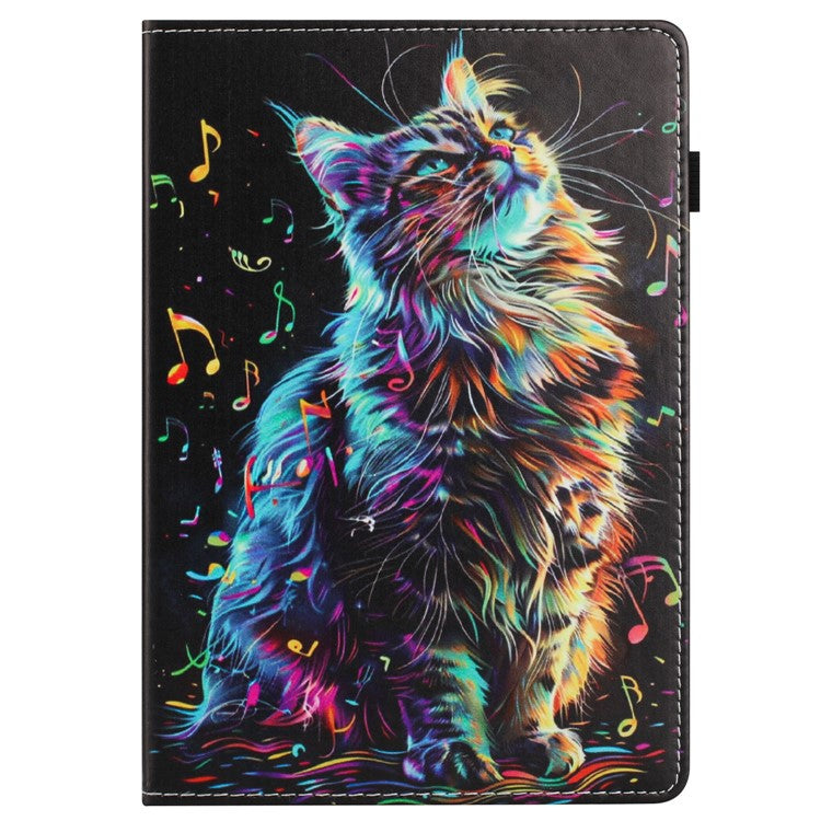 Tablet Case For Huawei Enjoy Tablet 2 / MatePad T 10 / T 10S / Honor Pad 6 Pattern Leather Cover with Card Holder - Musical Note Cat