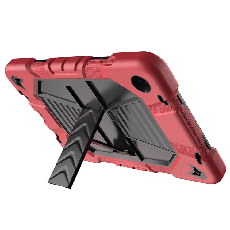 For Samsung Galaxy Tab A9+ Tablet Case with Kickstand PC + Silicone Shockproof Protective Cover - Red + Black