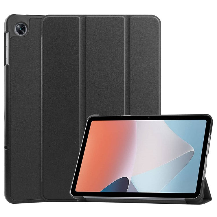 Shockproof Case for Oppo Pad Air PU Leather+PC Protective Case Auto Wake / Sleep Tablet Cover with Trifold Stand - Black