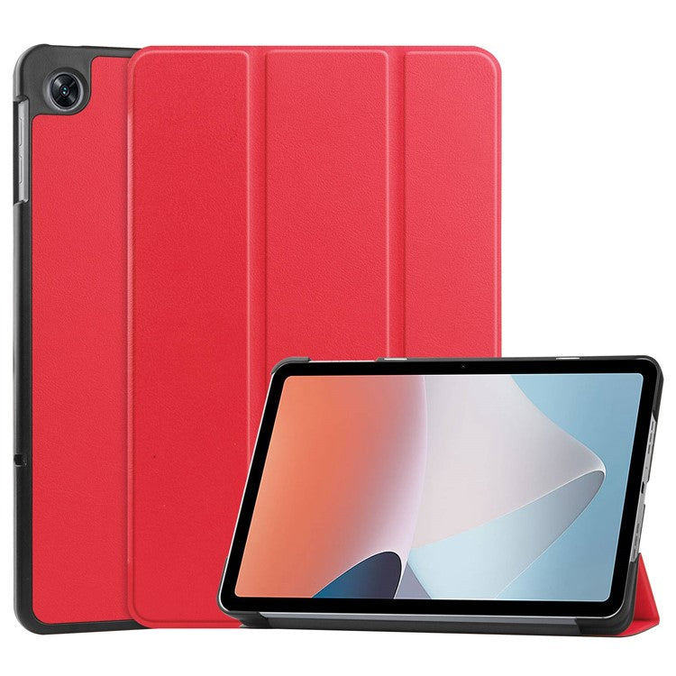 Shockproof Case for Oppo Pad Air PU Leather+PC Protective Case Auto Wake / Sleep Tablet Cover with Trifold Stand - Red